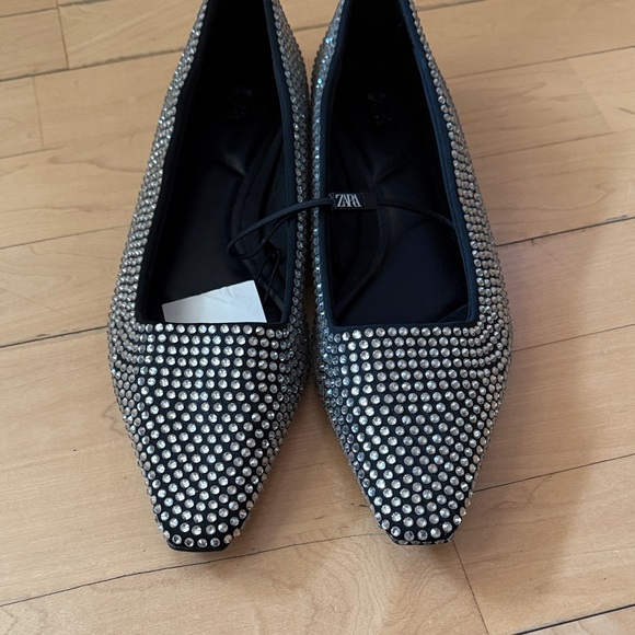 Zara Silver Rhinestone Embellished Flats - Picture 6 of 7